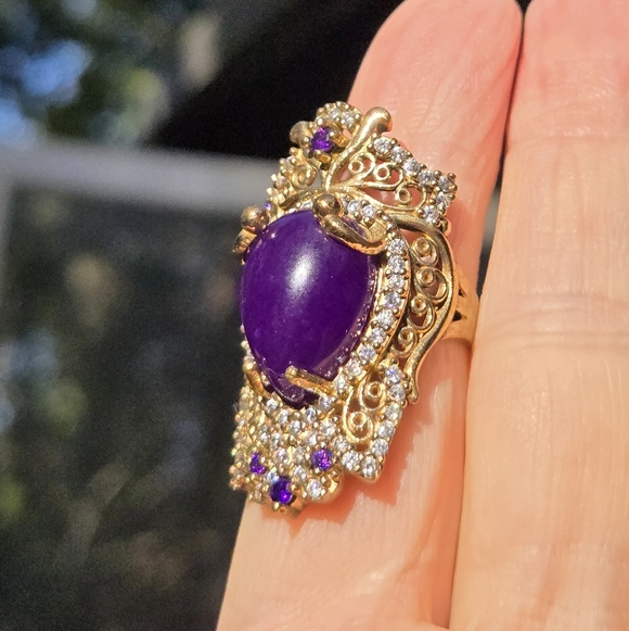 Sugilite Topaz & Amethyst Sterling & Gold Ring Sz6.75 - Picture 5 of 10